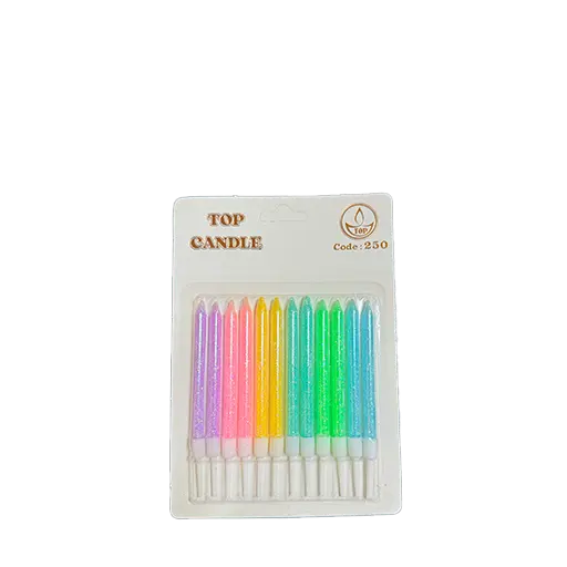 شمع تولد رنگارنگ تاپ کندل بسته 12 عددی